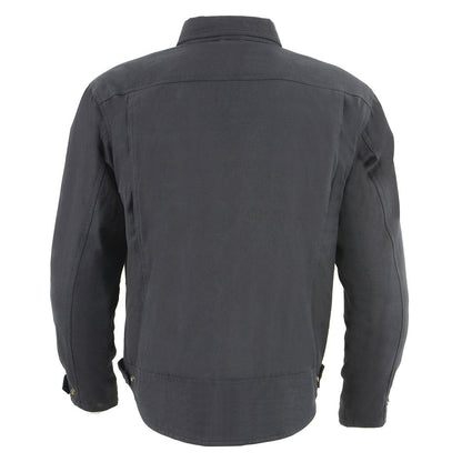 Milwaukee Leather MPM1623 Men's Black CE Armored Long Sleeve Biker Shirt Jacket Reinforced w/ Aramid Fibers