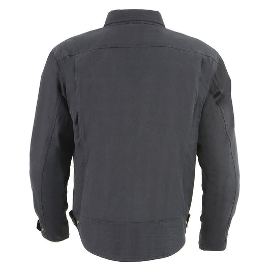 Milwaukee Leather MPM1623 Men's Black CE Armored Long Sleeve Biker Shirt Jacket Reinforced w/ Aramid Fibers
