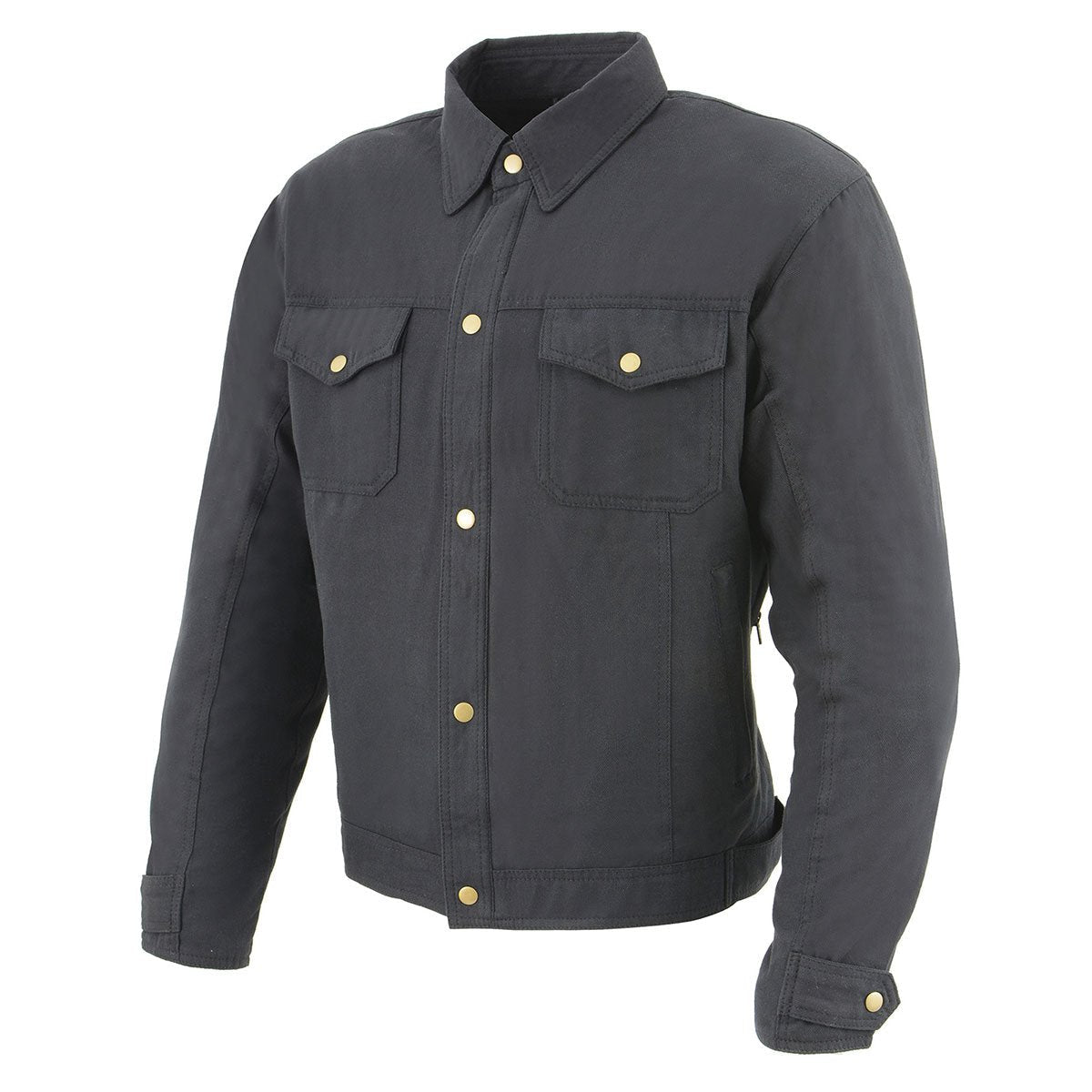 Milwaukee Leather MPM1623 Men's Black CE Armored Long Sleeve Biker Shirt Jacket Reinforced w/ Aramid Fibers