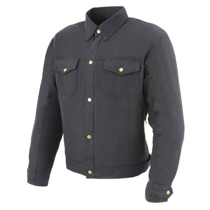 Milwaukee Leather MPM1623 Men's Black CE Armored Long Sleeve Biker Shirt Jacket Reinforced w/ Aramid Fibers
