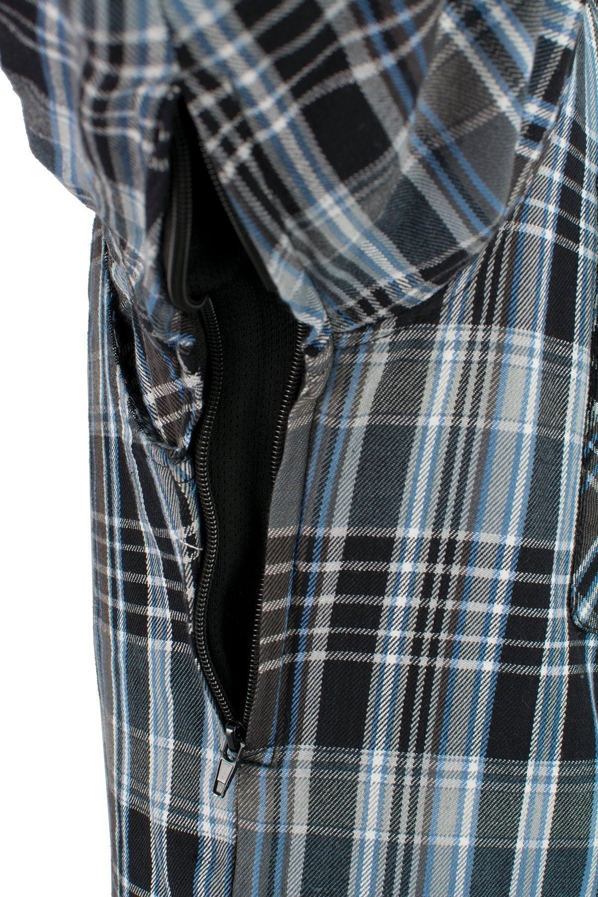 Milwaukee Leather MPM1636 Men's Long Sleeve Flannel Biker Shirt w/ CE Approved Armor - Reinforced w/ Aramid Fiber
