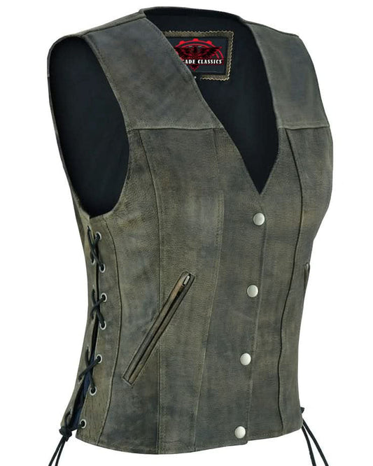 Women's Antique Brown Single Back Panel Concealed Carry Vest