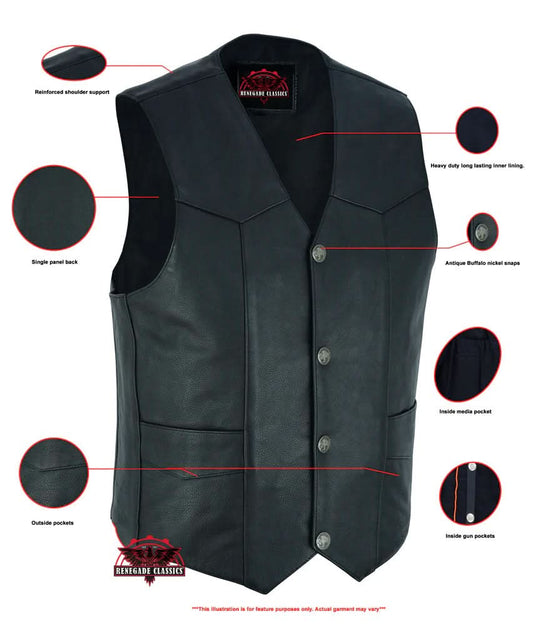 Advance Men's Buffalo Nickel Head Snap Vest