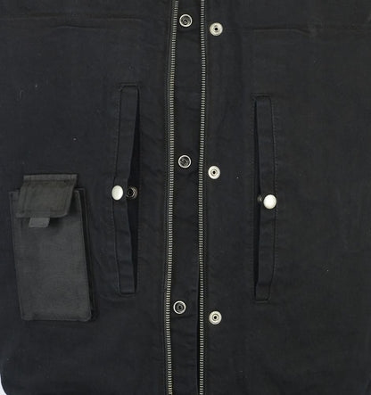Men's Upgraded Rough Rub-Off Denim Motorcycle Vest w/Leather Trim