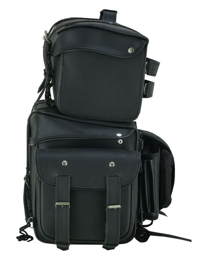 Leather Black PVC Large Four Piece Motorcycle Touring Tail Bag