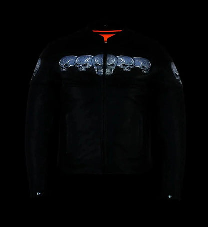 Men's Black Reflective Skulls Scooter Jacket