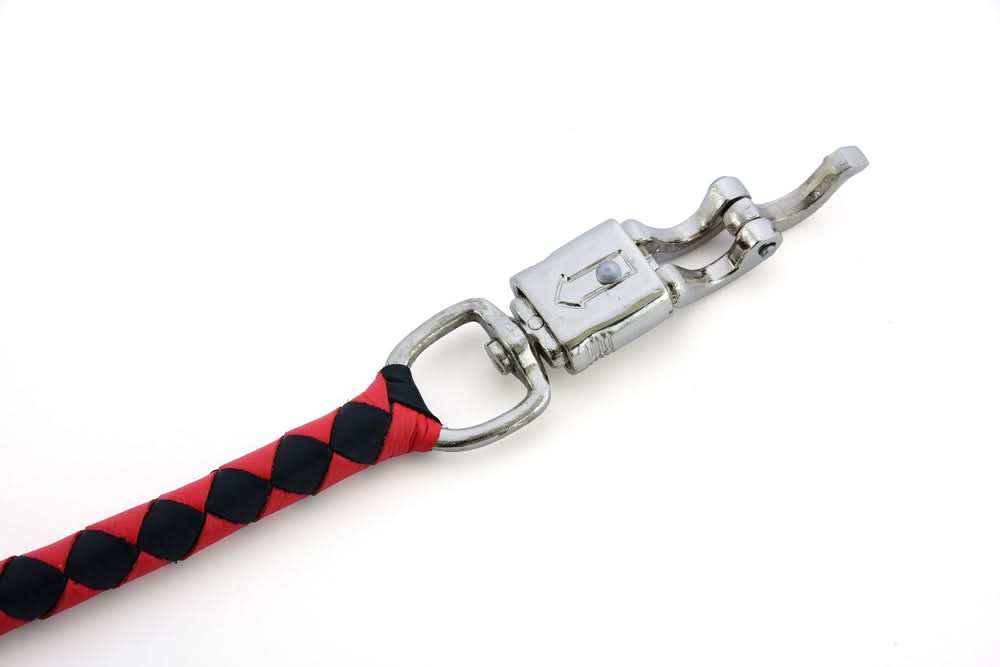 GBW23 Leather Biker Whip-Red/Black