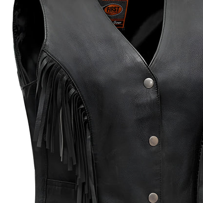 Apache Women's Leather Motorcycle Vest