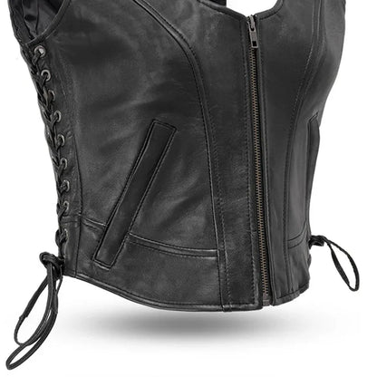 Raven Women's Motorcycle Leather Vest