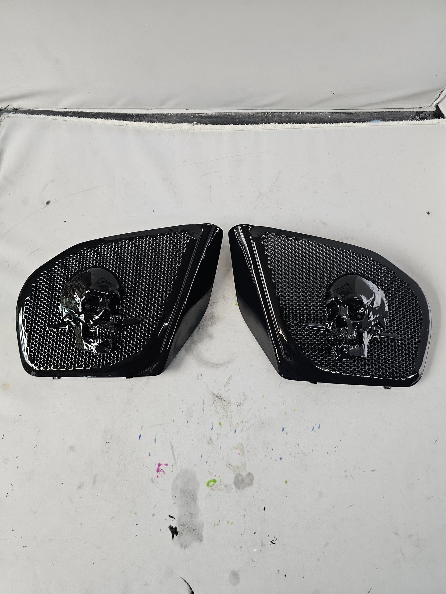 98 to 2024 Road Glide 3D skull and dagger speakers grill covers set