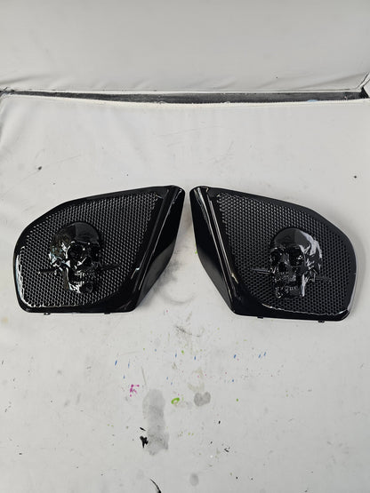98 to 2024 Road Glide 3D skull and dagger speakers grill covers set