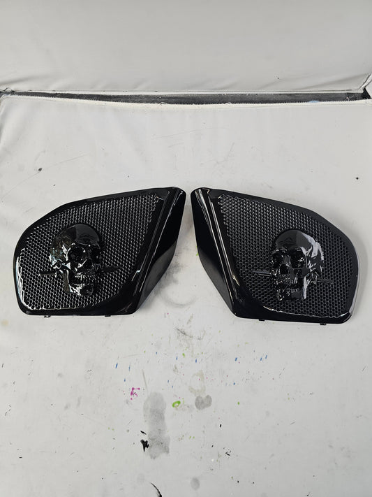 98 to 2024 Road Glide 3D skull and dagger speakers grill covers set