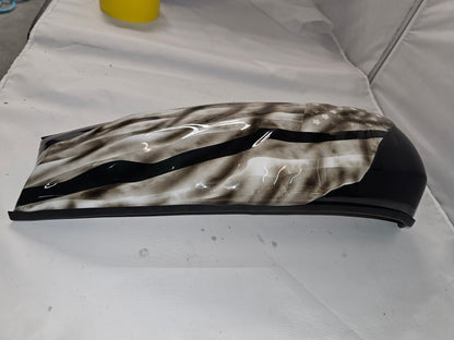 Tattered and worn full color flag Harley console