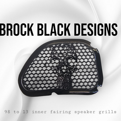 98-2024 Road Glide 3D webbed Skull speakers grill covers set