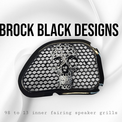 98-2024 Road Glide 3D webbed Skull speakers grill covers set