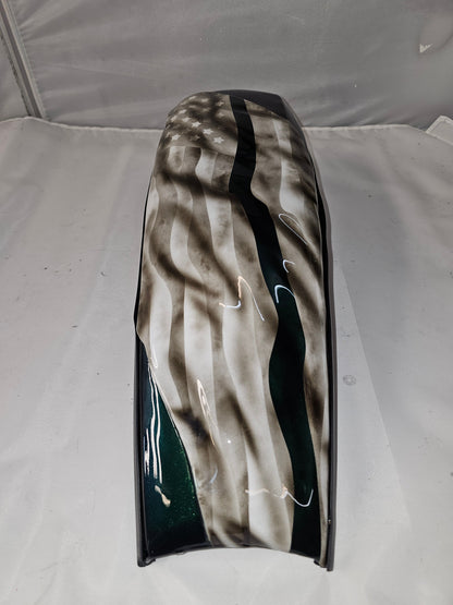 Tattered and worn full color flag Harley console