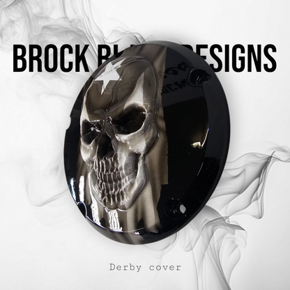 3D Skull with Puerto Rico flag Derby Cover