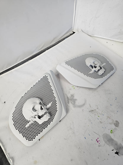 98 to 2024 Road Glide 3D skull and dagger speakers grill covers set