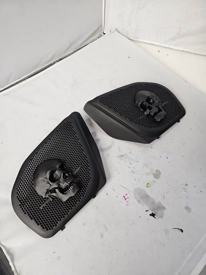 98 to 2024 Road Glide 3D skull and dagger speakers grill covers set