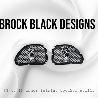98-2024 Road Glide 3D webbed Skull speakers grill covers set