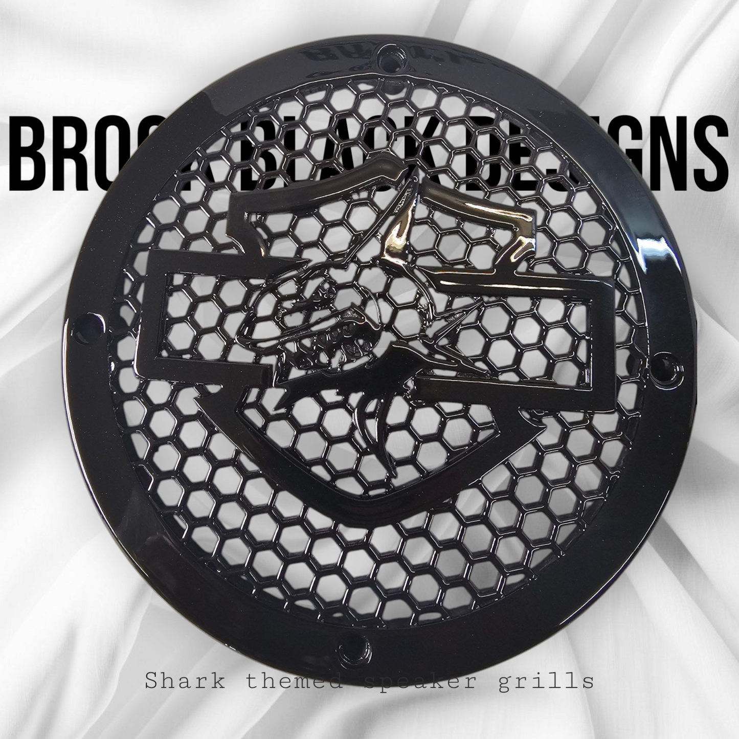 A set of Harley Shark 14-23 Harley Davidson Touring Pack Speaker Grill Cover Guard