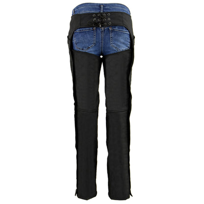 Milwaukee Leather SH1956 Women's 'Winged' Black and Purple Textile Chaps