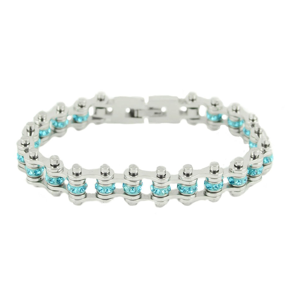 SK2211 March  Aquamarine  Crystal Centers Bracelet