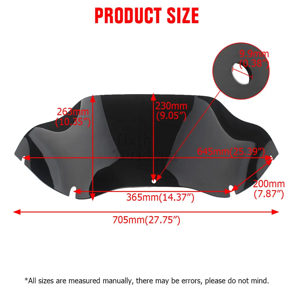 Motorcycle 9.5" Windshield Fairing Windscreen Wind Deflector for Harley Touring Road Glide EFI CVO Custom FLTR FLTRX 1998-2013