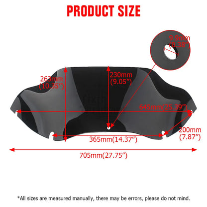 Motorcycle 9.5" Windshield Fairing Windscreen Wind Deflector for Harley Touring Road Glide EFI CVO Custom FLTR FLTRX 1998-2013