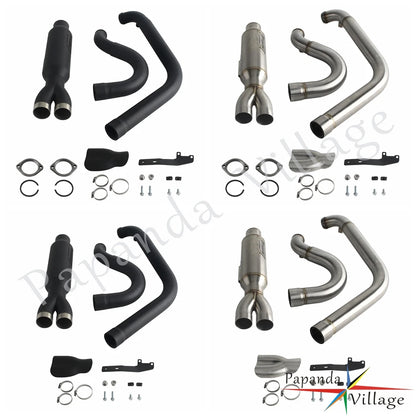 For Harley Dyna Super Wide Glide Low Rider S Street Fat Bob 06-17 Moto 2-into-1 Exhaust Muffler Drag Pipe Slip On Muffler System