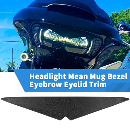 Motorcycle Headlight Trim Headlamp Eyebrow Eyelid Upper Tip Cover Visor Accent For Harley Road Glides 2015-2023