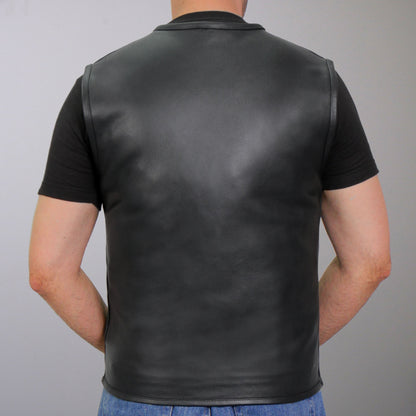 Hot Leathers VSM1036 Men's Black Motorcycle 'Conceal and Carry' Leather Biker Club Zip Vest